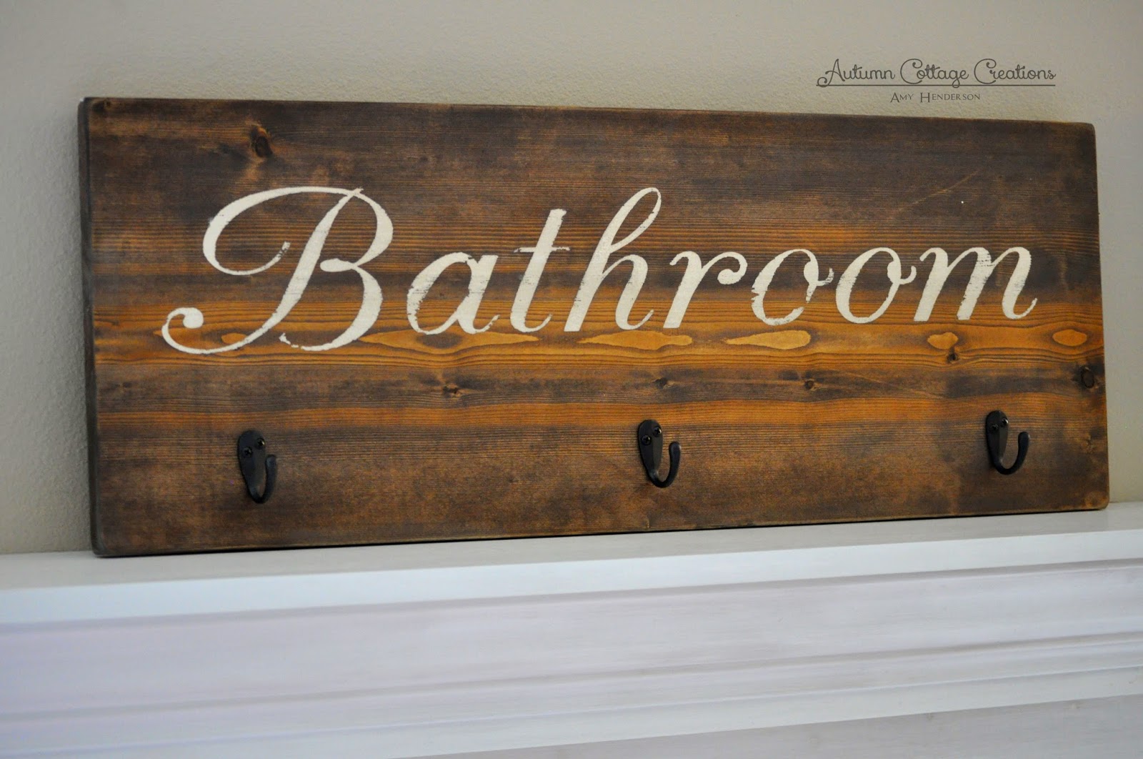 Autumn Cottage Creations Bathroom Sign with Towel Hooks