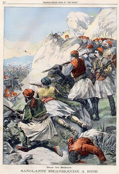 Albanians firing at Turks in Istib