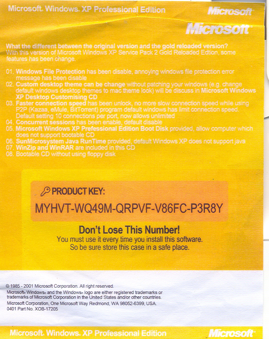 WINDOWS XP SP2 SERIAL windows xp sp2 serial: