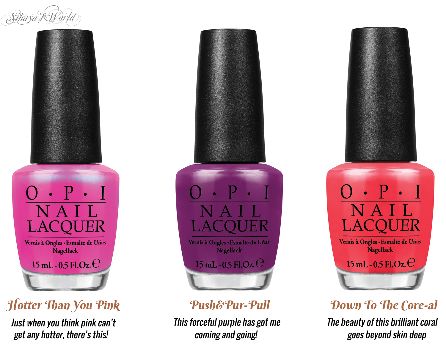 opi neons 2014 hotter than you pink push pur-pull down to the core-al