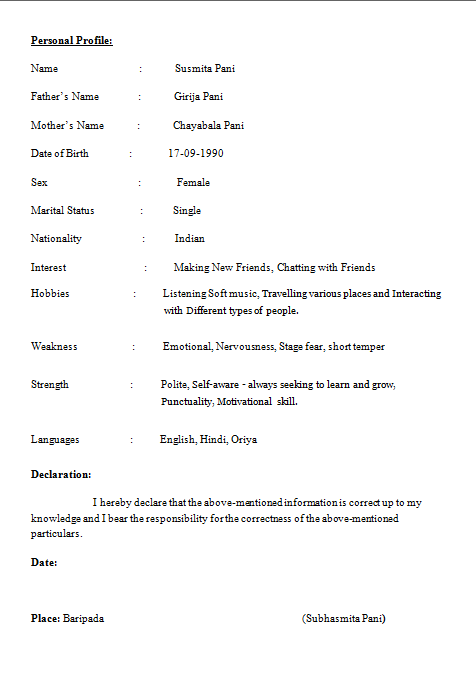 resume for be students
