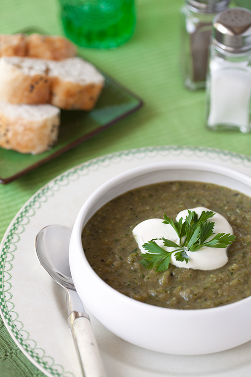Greek Vegetarian Caramelised Zucchini Soup with Parsley and Dill Two
