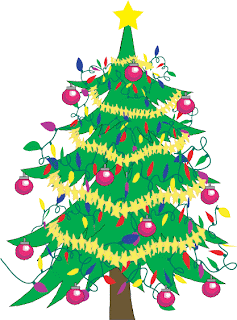 Drawing art picture of Christmas tree decoration and lighting with ornaments
