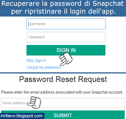 recupero password snapchat