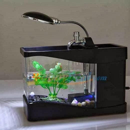 Lileng 918 Stylish 3 In 1 Mini Crystal Usb Fish Tank Aquarium