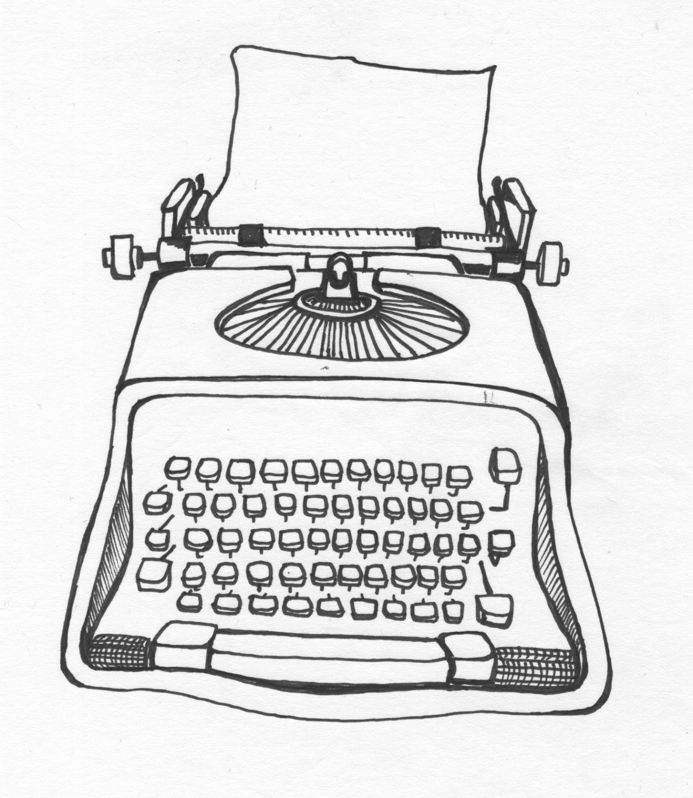 A cartoon drawing of a type writer