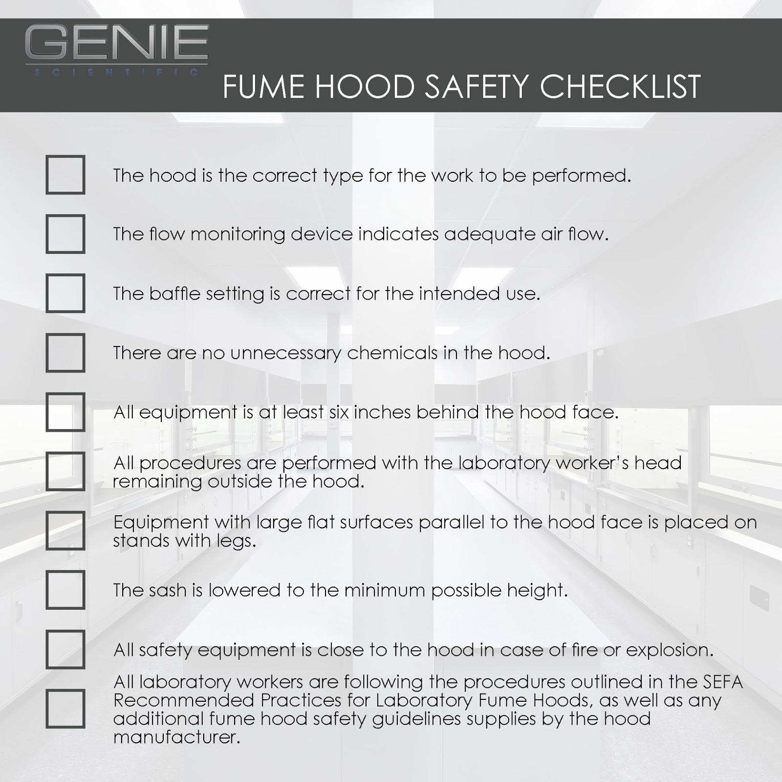 Fume Hood Safety Checklist