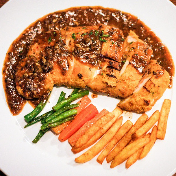Cordon Blue Golden crumbled chicken, stuffed with Mortadella and soft cheese and served with a side of french fries & sautéed vegetables at The Irish House (Lower Parel) Cordon Blue Golden crumbled chicken, stuffed with Mortadella and soft cheese and served with a side of french fries & sautéed vegetables at The Irish House (Lower Parel)