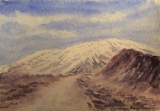 water colour painting of a mountainscape from Himachal by Manju Panchal