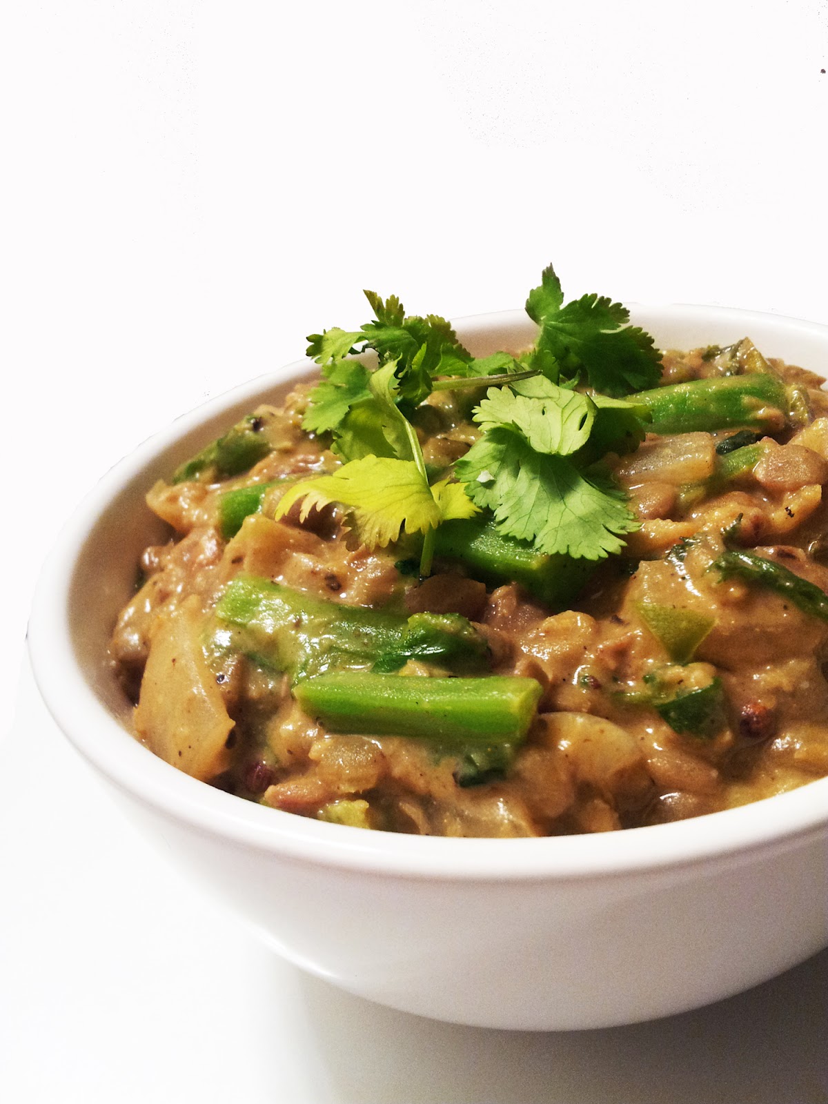 A Profound Hatred of Meat Lentils with Stewed Mustard Green Stems and Cilantro
