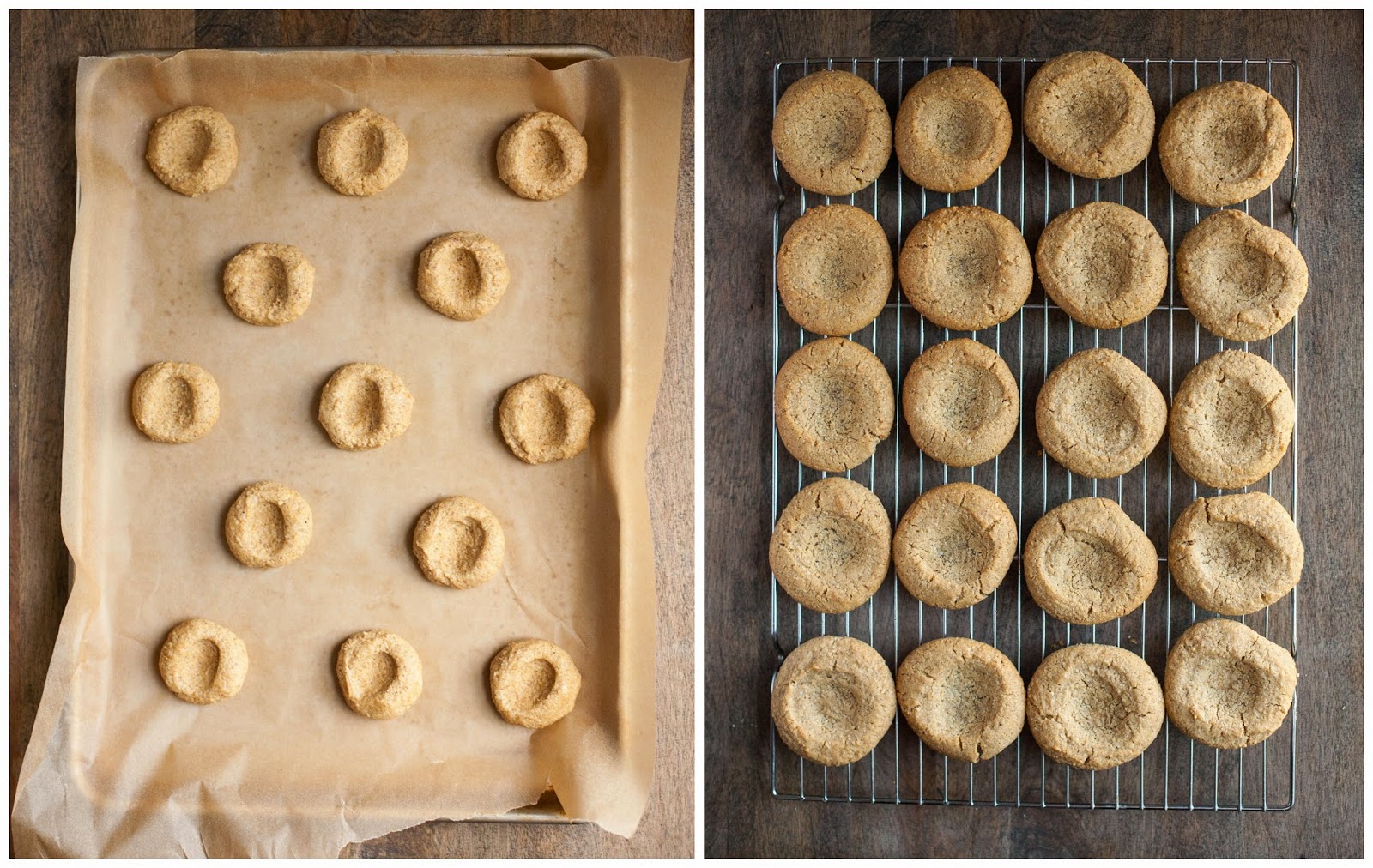 Almond Butter Thumbprints with Salted Caramel (Gluten free, Grain free) | acalculatedwhisk.com