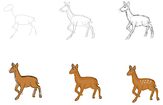 how to draw easily, how to draw deer easily, drawing method for kid