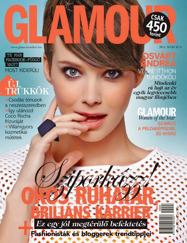 Andrea Osvárt Photos from Glamour Hungary Magazine Cover March 2014 HQ Scans