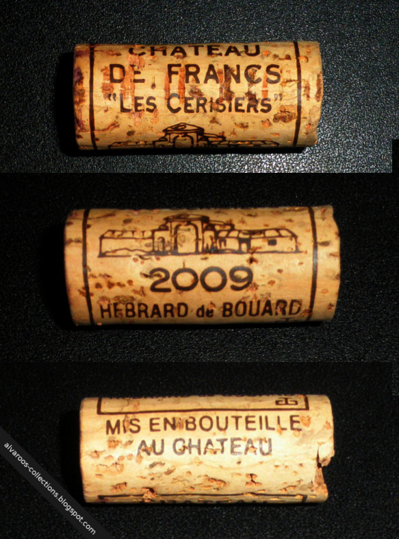 Wine cork: Chateau De Francs 'Les Cerisiers', Hebrard de Bouard, 2009 Wine cork: Chateau De Francs 'Les Cerisiers', Hebrard de Bouard, 2009