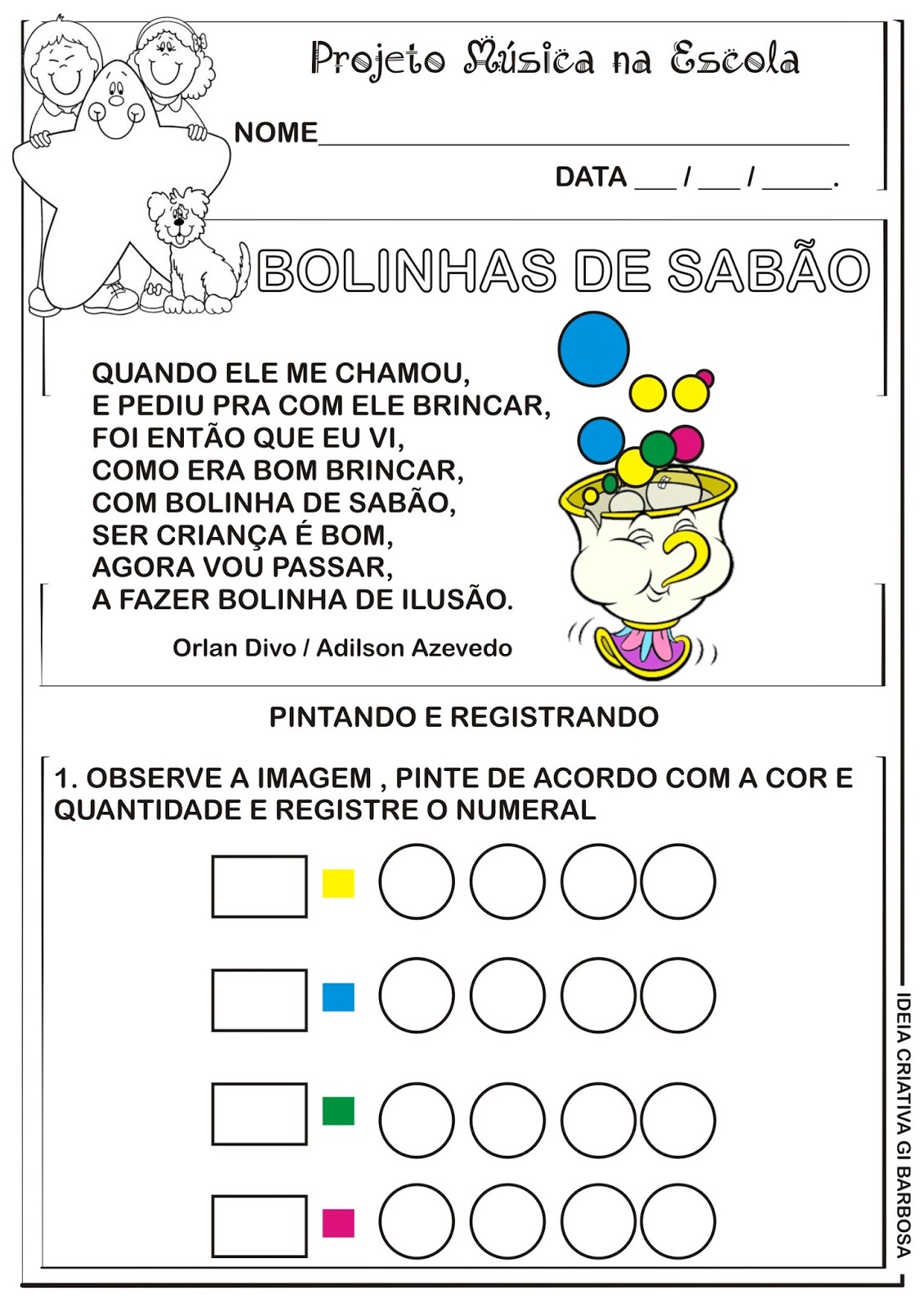 Atividade Projeto Música na Escola Cores Ideia Criativa Gi Barbosa Educaç u00e3o Infantil Artesanal Frases ~ Atividade Projeto Música na Escola Cores Ideia Criativa Gi Barbosa Educaç u00e3o Infantil