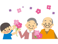 花を送る男の子 | 敬老の日のイラストフリー素材