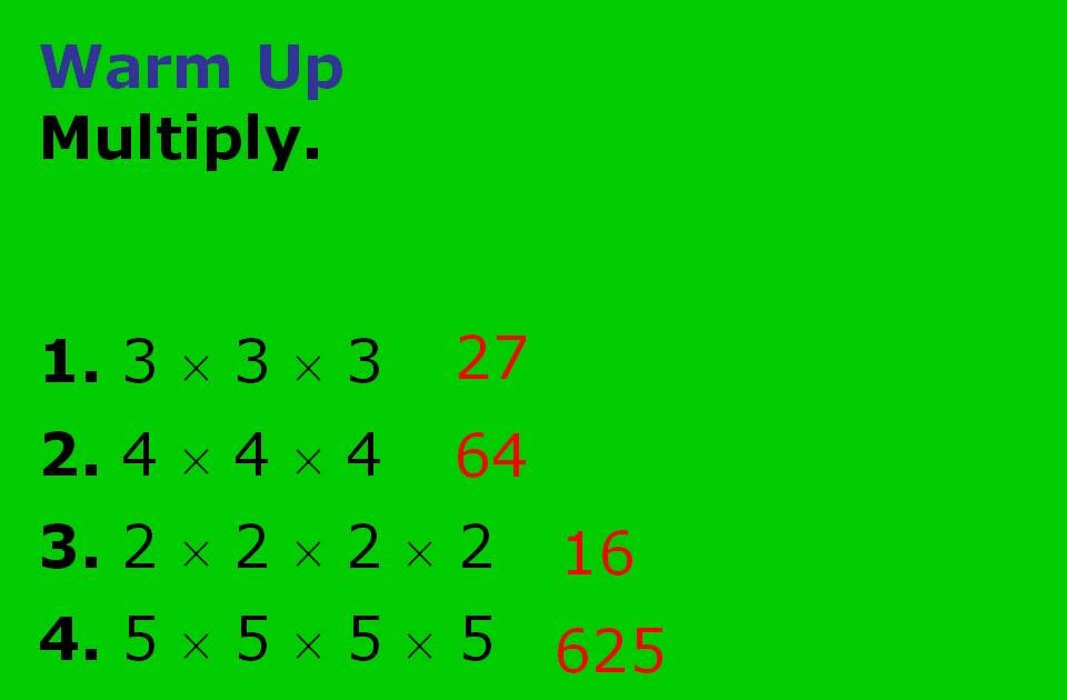 Mrs. White's 6th Grade Math Blog: INTRODUCTION TO EXPONENTS