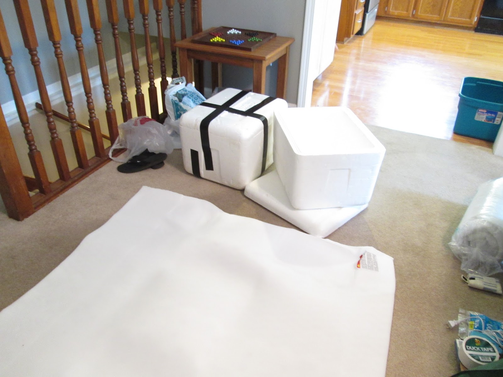 and kitty makes three Project Styrofoam Cooler Ottoman