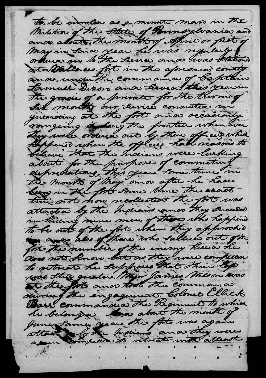 to be enrolled as a minute man in the militia of the state of pennsylvania and on or about the month of aril or first of may in said year he was to be enrolled as a minute man in the militia of the state of pennsylvania and on or about the month of aril or first of may in said year he was