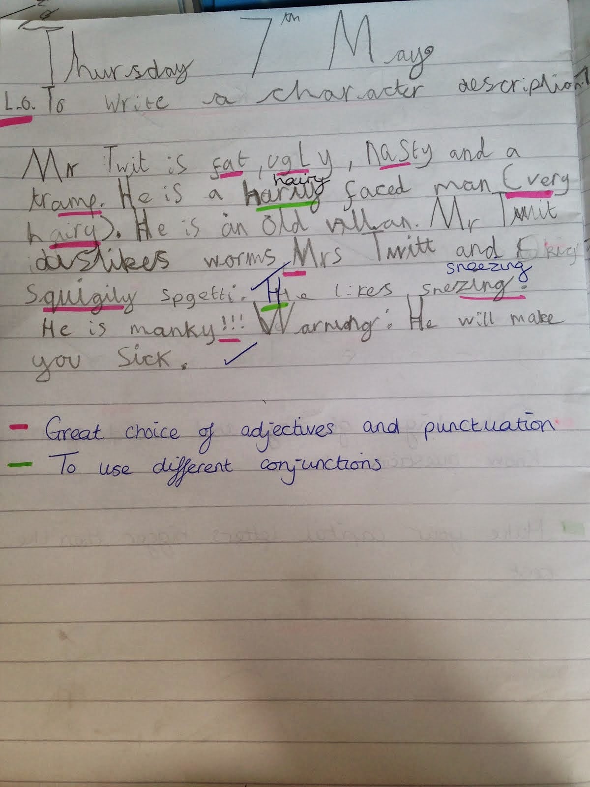 Write a character description year 2 image