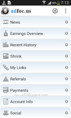 Tampilan utama aplikasi android adfocus (rev-all.blogspot.com) 