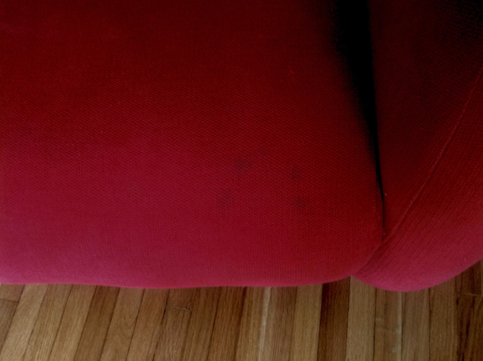 While over on the left side, the fabric was distressed and pilling.