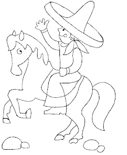 Dibujo de mexicano en caballo para colorear