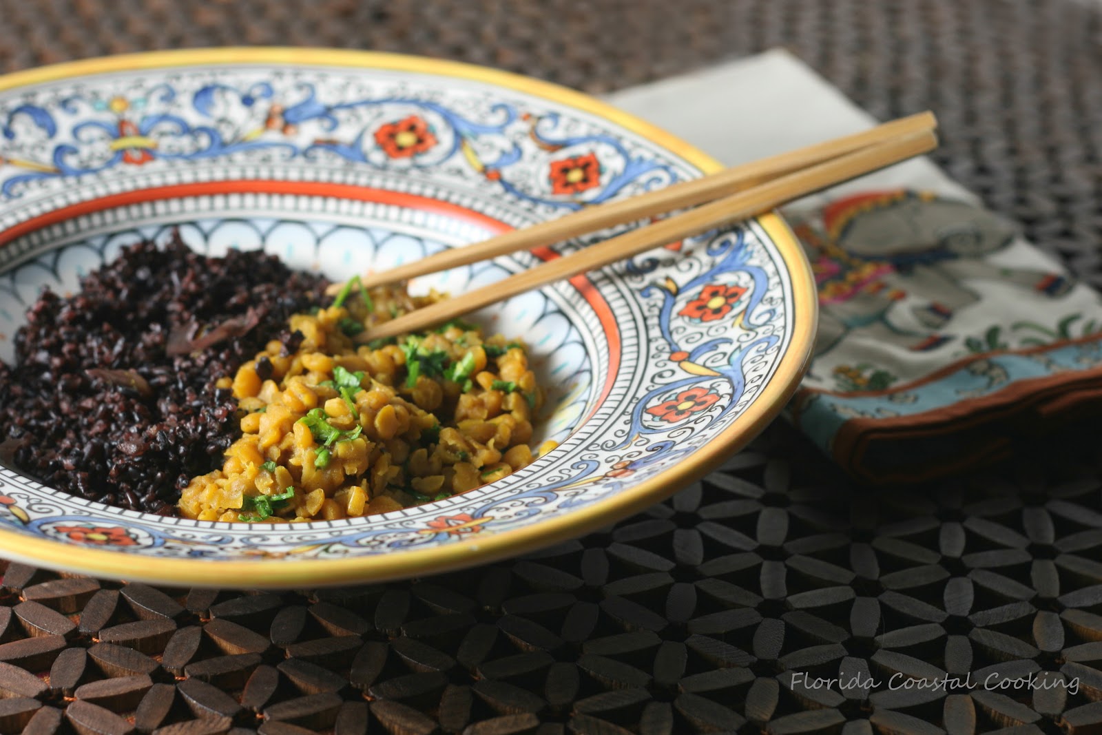 Forbidden Rice and Indian Spiced Lentils Coastal Cooking
