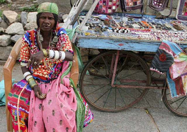 gypsy seller, Hampi, Karnataka, India, tribal fashion