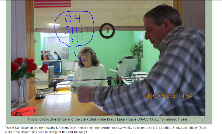 Brady Lake Village clerk-mayor Ethel Nemeth needs to give it up !