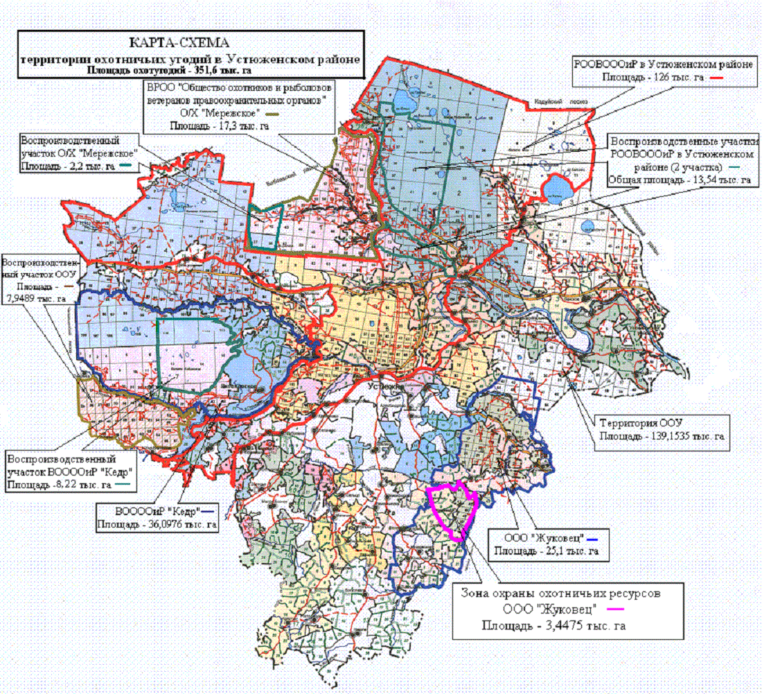 Карта охотугодий Устюженского района