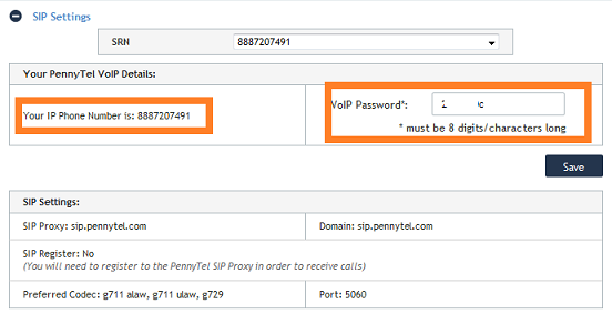 Pennytel SIP Password