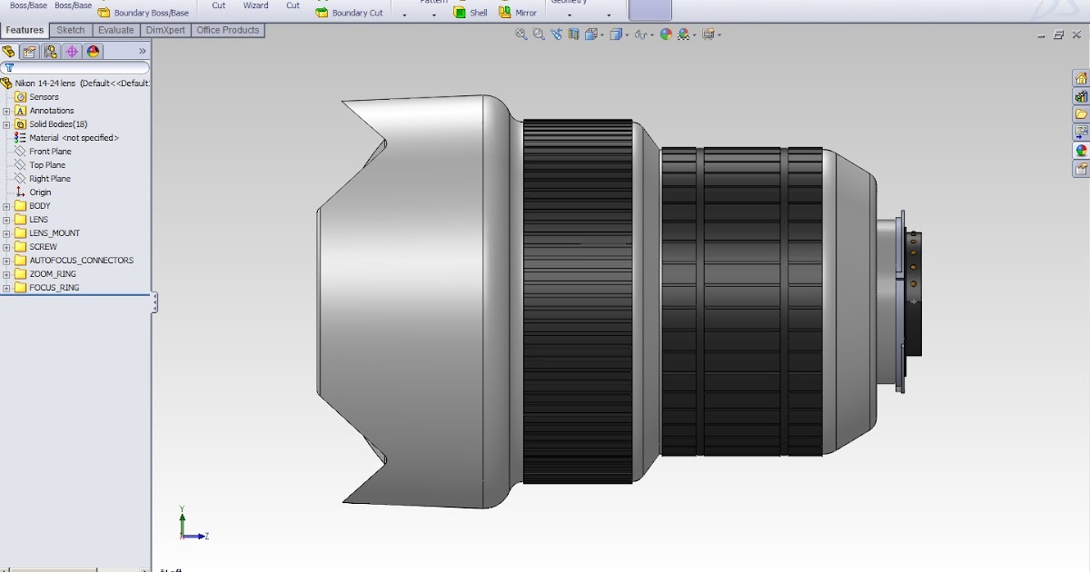 Cameron Yelley Digital Arts & Media Solidworks Building a Camera Lens