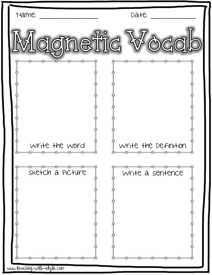 Classroom Freebies Too Vocabulary