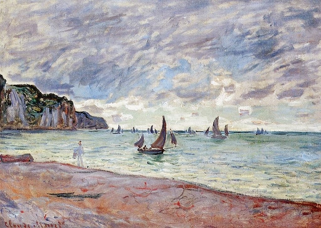 Barques de pêche devant la plage et les falaises de Pourville (1882) Barques de pêche devant la plage et les falaises de Pourville (1882)