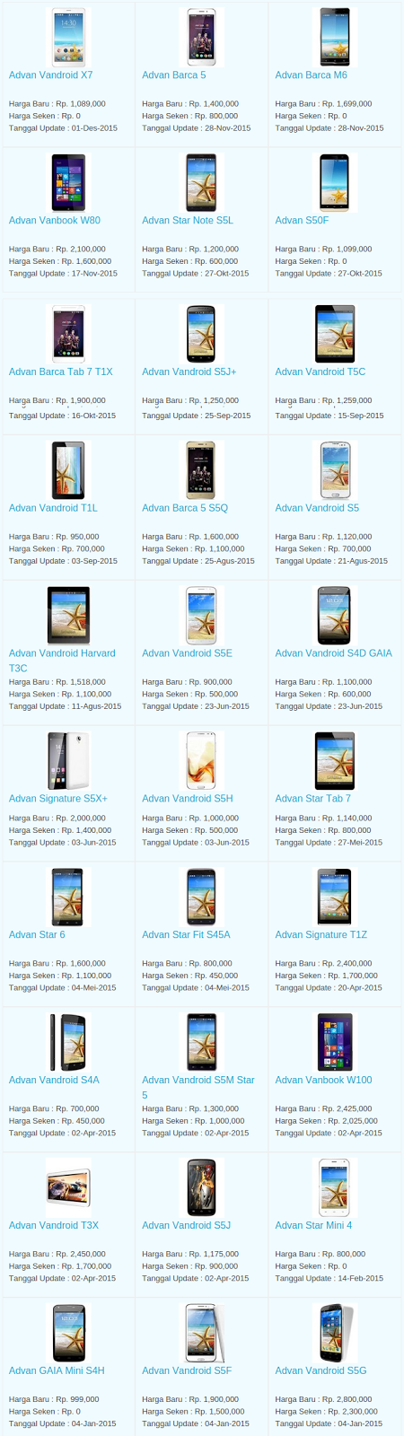 Daftar Harga Hp Advan Desember 2015 Daftar Harga Hp Advan Desember 2015