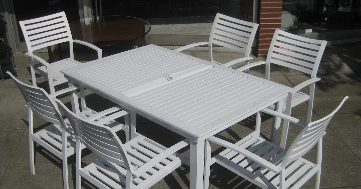 UHURU FURNITURE & COLLECTIBLES: SOLD - Metal Garden Table and 6 Chairs