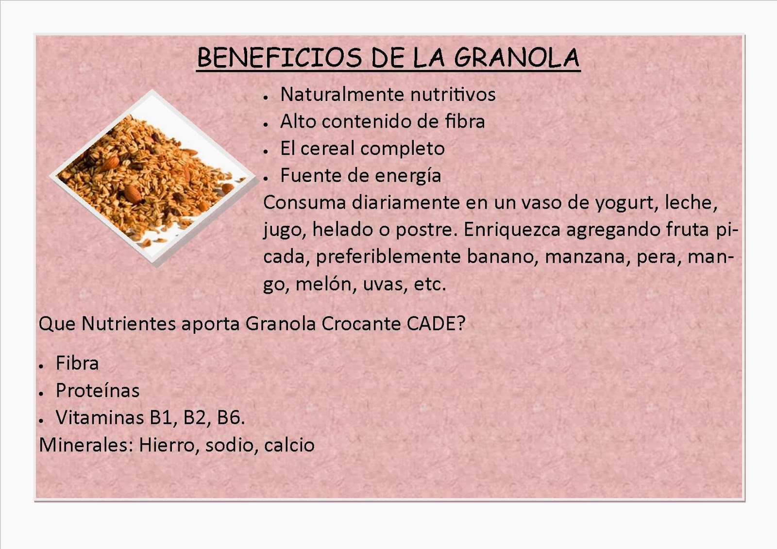 Postres y mas Beneficios de la granola