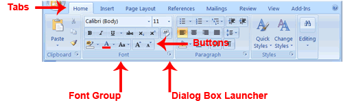The Home Office buttons with the command groups The Home Office buttons with the command groups