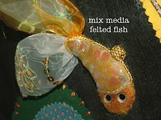 mix media felted fish for artwork