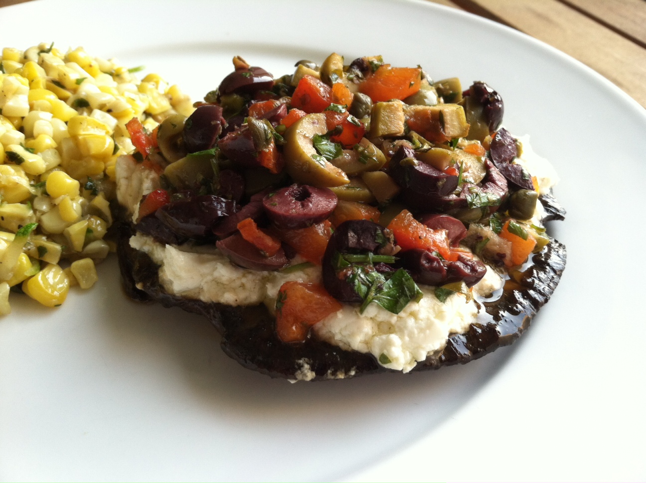 A Taste of Home Cooking Portabellos with Goat Cheese and OliveCaper