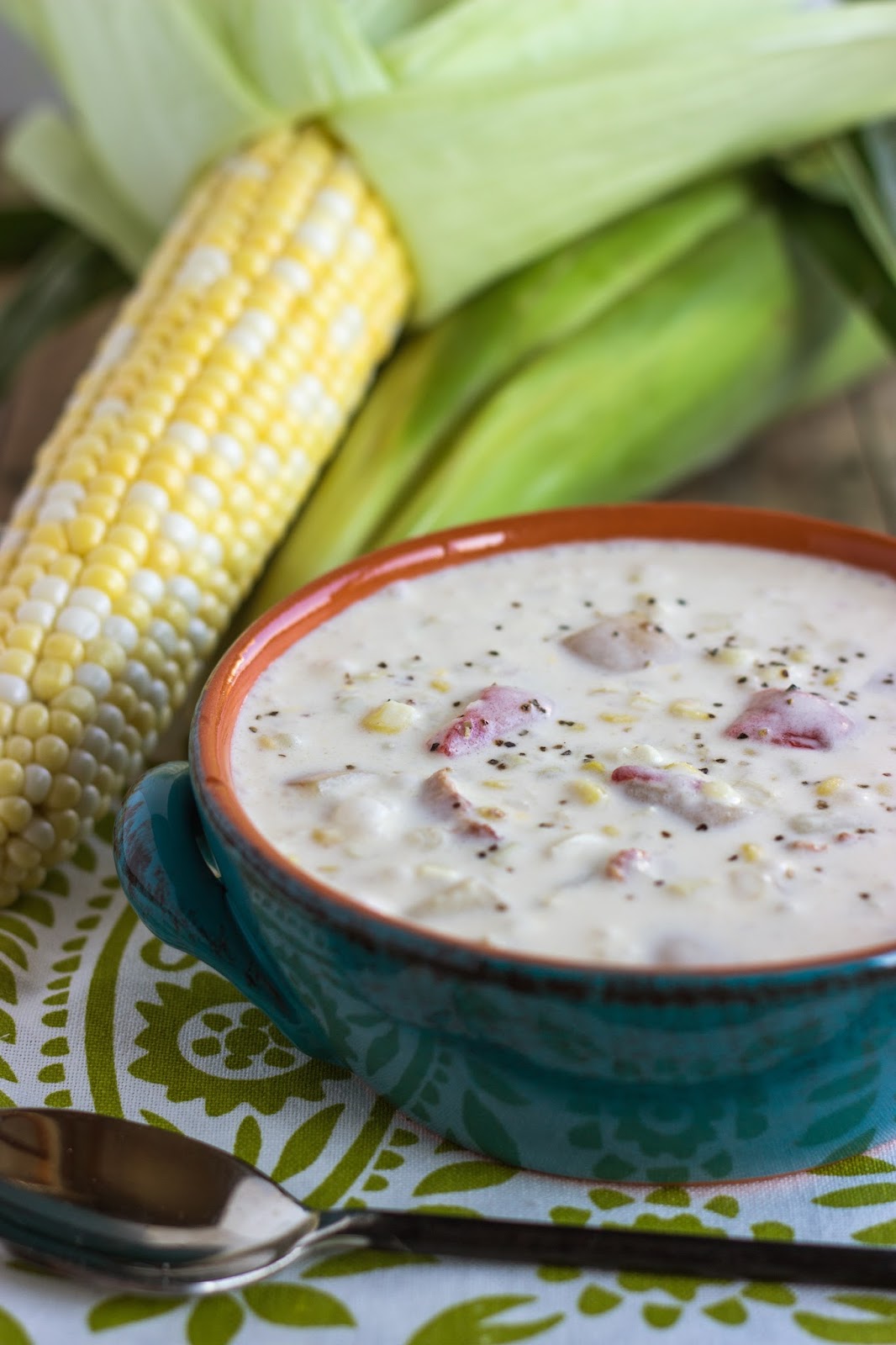 Fresh Corn Chowder Cooking on the Front Burner