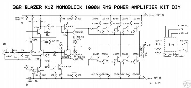 1000Watt Audio Power Amplifier Blazer Circuit