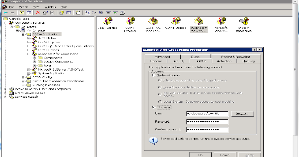 Microsoft Dynamics Great Plains econnect (Exception from HRESULT