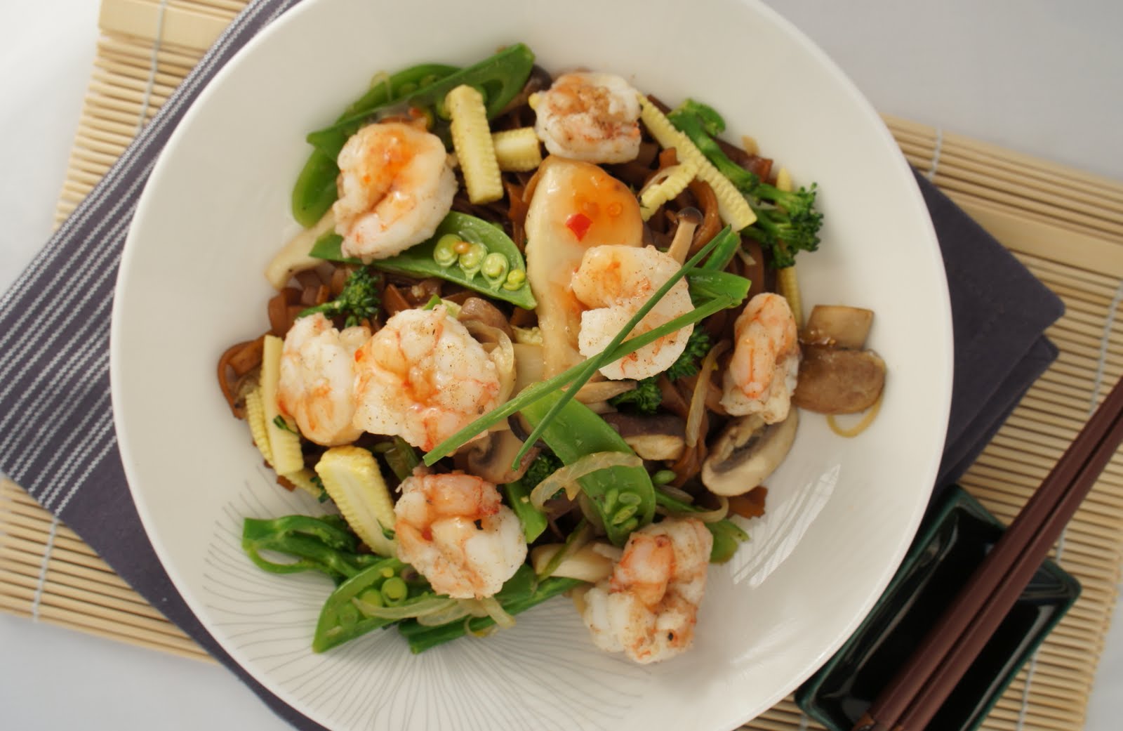 Olivia's Kitchen Five Spice Prawns and Rice Noodle Stir Fry