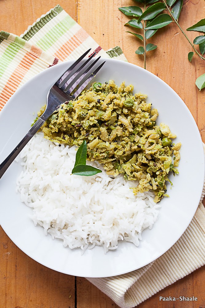PaakaShaale Cabbage and green peas curry