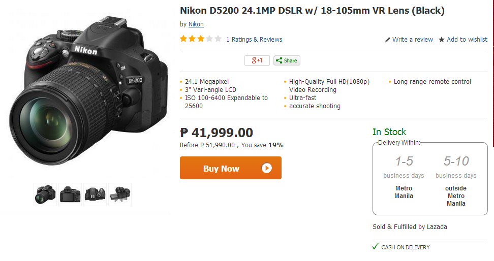 Nikon D5200 24.1MP DSLR w/ 18-105mm VR Lens (Black) Nikon D5200 24.1MP DSLR w/ 18-105mm VR Lens (Black)