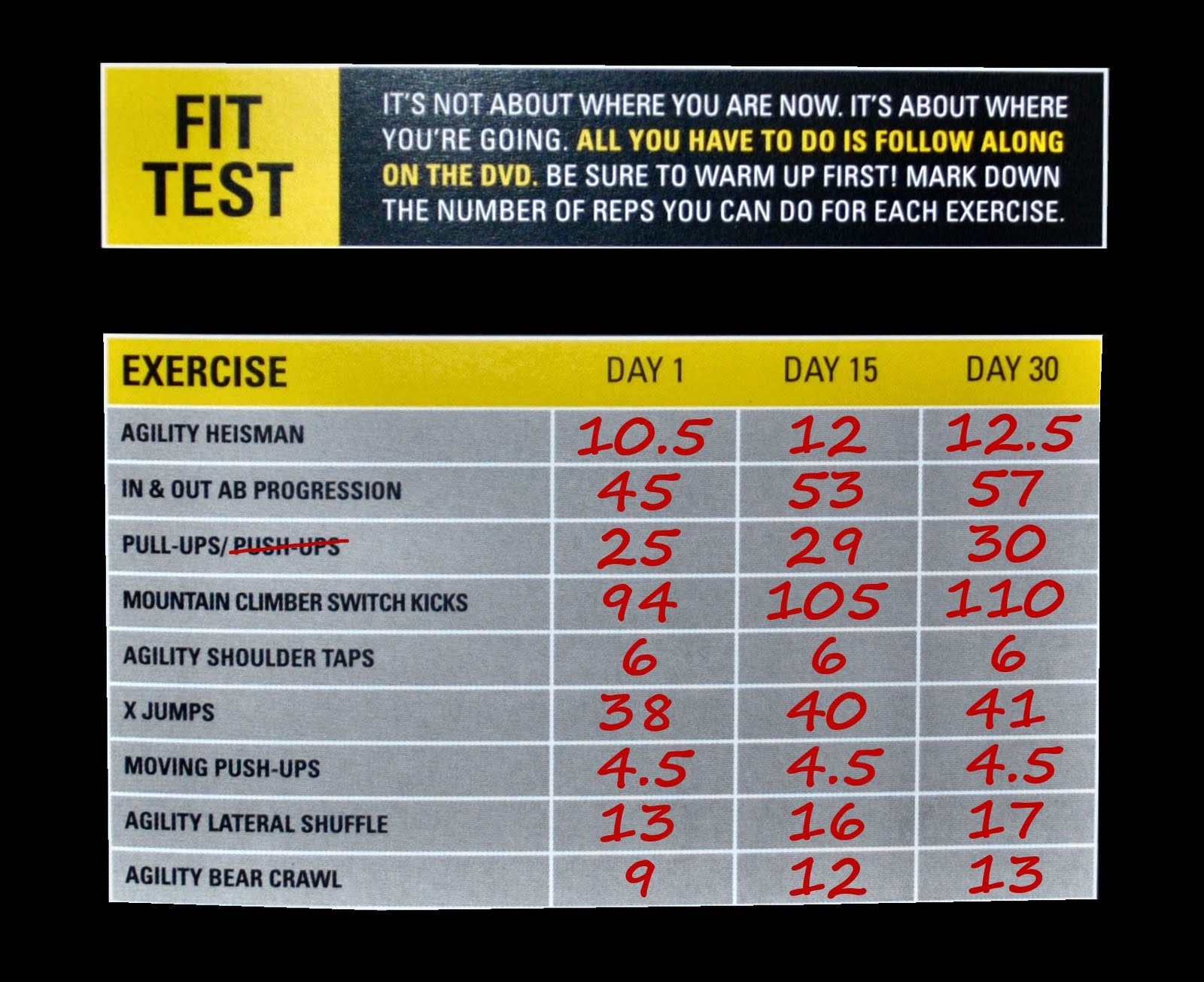 insanity workout fit test pdf