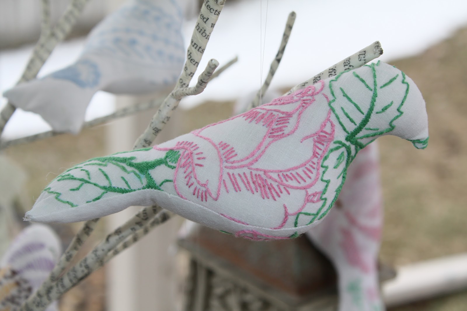 Isa Creative Musings Upcycled Vintage Embroidered Linen Birds