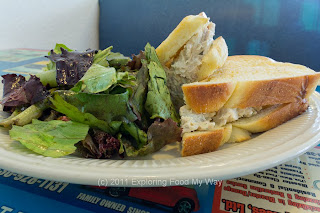 Homemade Chicken Salad on Challah with Dressed Organic Greens